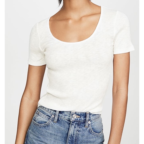 Z Supply Tops - Z Supply White Ribbed Scoopneck Tee